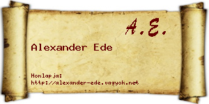 Alexander Ede névjegykártya